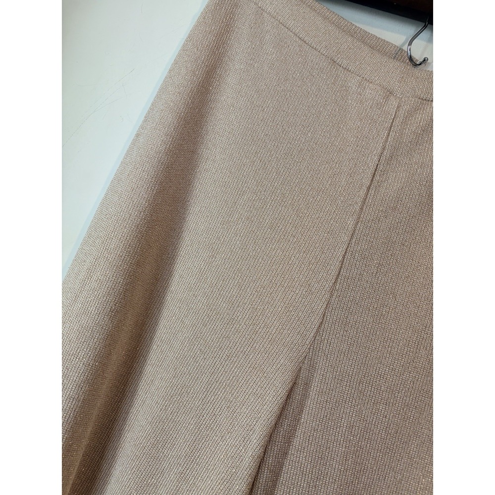 Anthro Feather Bone Gold Metallic Wide Leg Pants High Rise L Shimmer - Picture 2 of 7